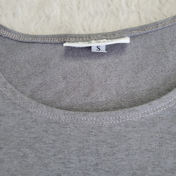 Bryn Walker Lagenlook Tunic Top Short Sleeve Gray Artsy Rayon Terry Blend Small - Picture 4 of 7